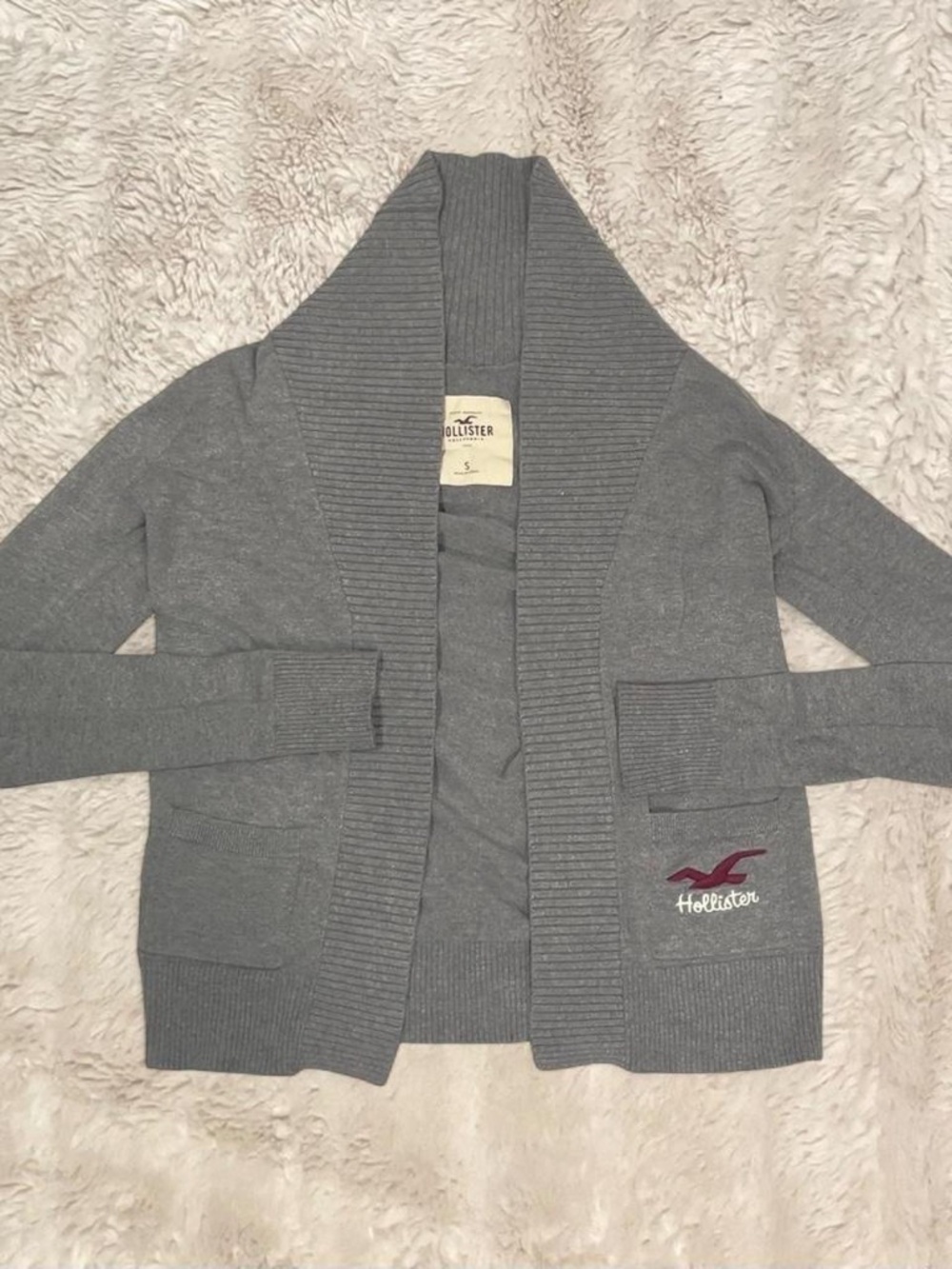 Vintage Y2K Hollister Co. Grey Small Cardigan Sweater